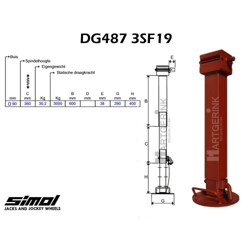 Steunpoot 3000kg SIMOL DG487 3SF19